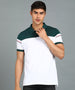 Urbano Fashion Men's White, Green Colour-Block Slim Fit Half Sleeve Cotton Polo T-Shirt
