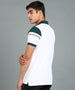Urbano Fashion Men's White, Green Colour-Block Slim Fit Half Sleeve Cotton Polo T-Shirt