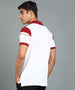 Urbano Fashion Men's White, Maroon Colour-Block Slim Fit Half Sleeve Cotton Polo T-Shirt