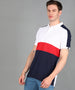 Urbano Fashion Men's White, Red, Navy Colour-Block Slim Fit Half Sleeve Cotton Polo T-Shirt