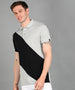 Urbano Fashion Men's Grey Melange, Black Colour-Block Slim Fit Half Sleeve Cotton Polo T-Shirt
