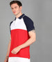 Urbano Fashion Men's White, Navy, Red Colour-Block Slim Fit Half Sleeve Cotton Polo T-Shirt