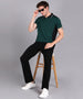 Men's Green, Black Colour-Block Slim Fit Half Sleeve Cotton Polo T-Shirt