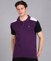 Urbano Fashion Men's Purple, Black, White Colour-Block Slim Fit Half Sleeve Cotton Polo T-Shirt