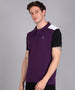 Urbano Fashion Men's Purple, Black, White Colour-Block Slim Fit Half Sleeve Cotton Polo T-Shirt