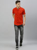 Men Rust Orange Slim Fit Solid Casual Shirt