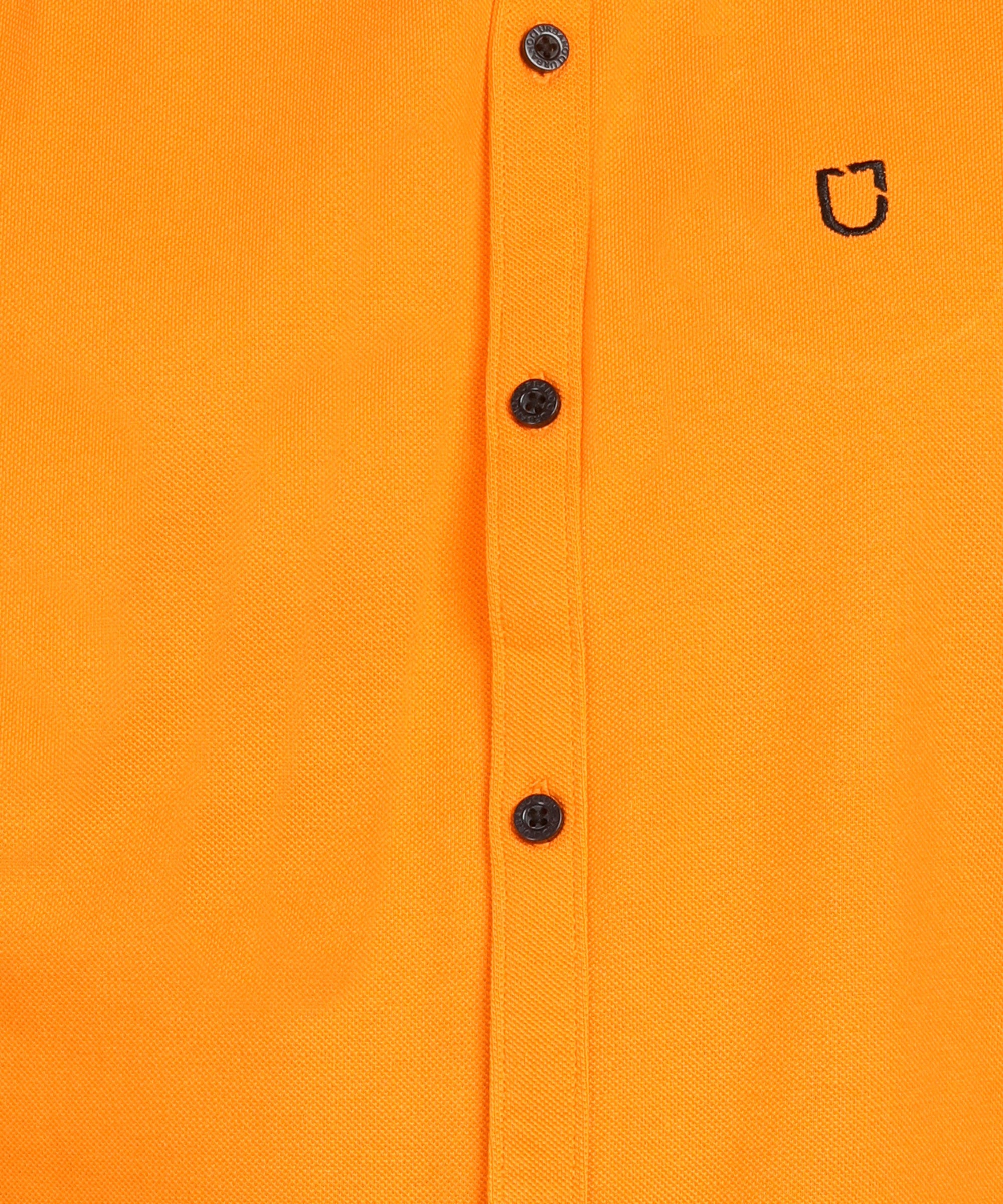 Men's Solid Cotton Slim Fit Polo Shirt with Mandarin Collar