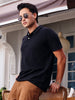 Men's Black Solid Regular Fit Half Sleeve Cotton Polo T-Shirt