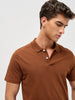 Men's Chocolare Brown Solid Regular Fit Half Sleeve Cotton Polo T-Shirt
