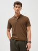 Men's Dark Brown Solid Regular Fit Half Sleeve Cotton Polo T-Shirt