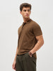 Men's Dark Brown Solid Regular Fit Half Sleeve Cotton Polo T-Shirt