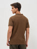 Men's Dark Brown Solid Regular Fit Half Sleeve Cotton Polo T-Shirt