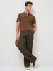 Men's Dark Brown Solid Regular Fit Half Sleeve Cotton Polo T-Shirt