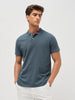 Men's Dark Grey Solid Regular Fit Half Sleeve Cotton Polo T-Shirt