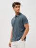 Men's Dark Grey Solid Regular Fit Half Sleeve Cotton Polo T-Shirt