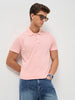 Men's Dusty Pink Solid Regular Fit Half Sleeve Cotton Polo T-Shirt