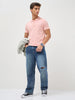 Men's Dusty Pink Solid Regular Fit Half Sleeve Cotton Polo T-Shirt