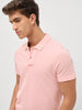 Men's Dusty Pink Solid Regular Fit Half Sleeve Cotton Polo T-Shirt