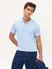 Men's Light Sky Blue Solid Regular Fit Half Sleeve Cotton Polo T-Shirt