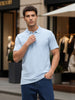 Men's Light Sky Blue Solid Regular Fit Half Sleeve Cotton Polo T-Shirt