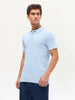 Men's Light Sky Blue Solid Regular Fit Half Sleeve Cotton Polo T-Shirt