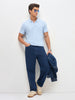 Men's Light Sky Blue Solid Regular Fit Half Sleeve Cotton Polo T-Shirt