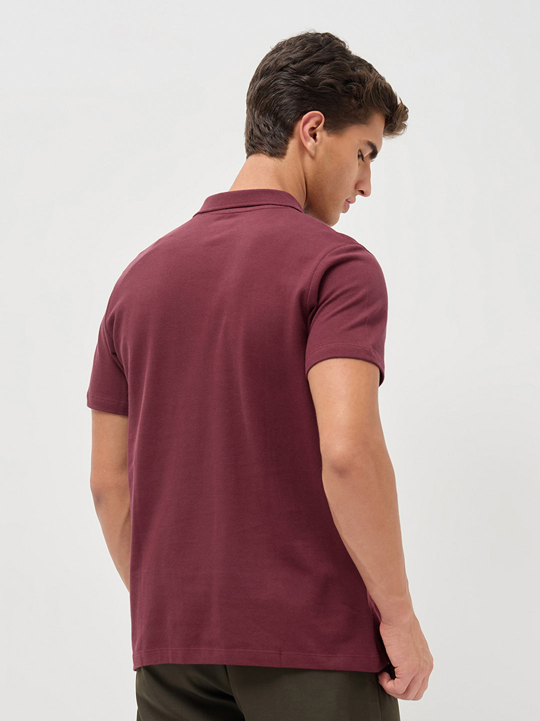 Men's Maroon Solid Regular Fit Half Sleeve Cotton Polo T-Shirt