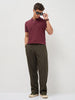 Men's Maroon Solid Regular Fit Half Sleeve Cotton Polo T-Shirt