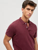 Men's Maroon Solid Regular Fit Half Sleeve Cotton Polo T-Shirt