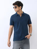 Men's Navy Solid Regular Fit Half Sleeve Cotton Polo T-Shirt