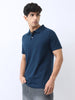 Men's Navy Solid Regular Fit Half Sleeve Cotton Polo T-Shirt