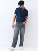 Men's Navy Solid Regular Fit Half Sleeve Cotton Polo T-Shirt