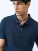 Men's Navy Solid Regular Fit Half Sleeve Cotton Polo T-Shirt