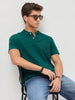 Men's Teal Green Solid Regular Fit Half Sleeve Cotton Polo T-Shirt