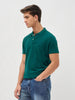 Men's Teal Green Solid Regular Fit Half Sleeve Cotton Polo T-Shirt