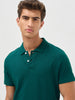 Men's Teal Green Solid Regular Fit Half Sleeve Cotton Polo T-Shirt