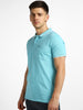 Urbano Fashion Men's Blue Solid Slim Fit Half Sleeve Cotton Polo T-Shirt