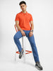 Urbano Fashion Men's Orange Solid Slim Fit Half Sleeve Cotton Polo T-Shirt