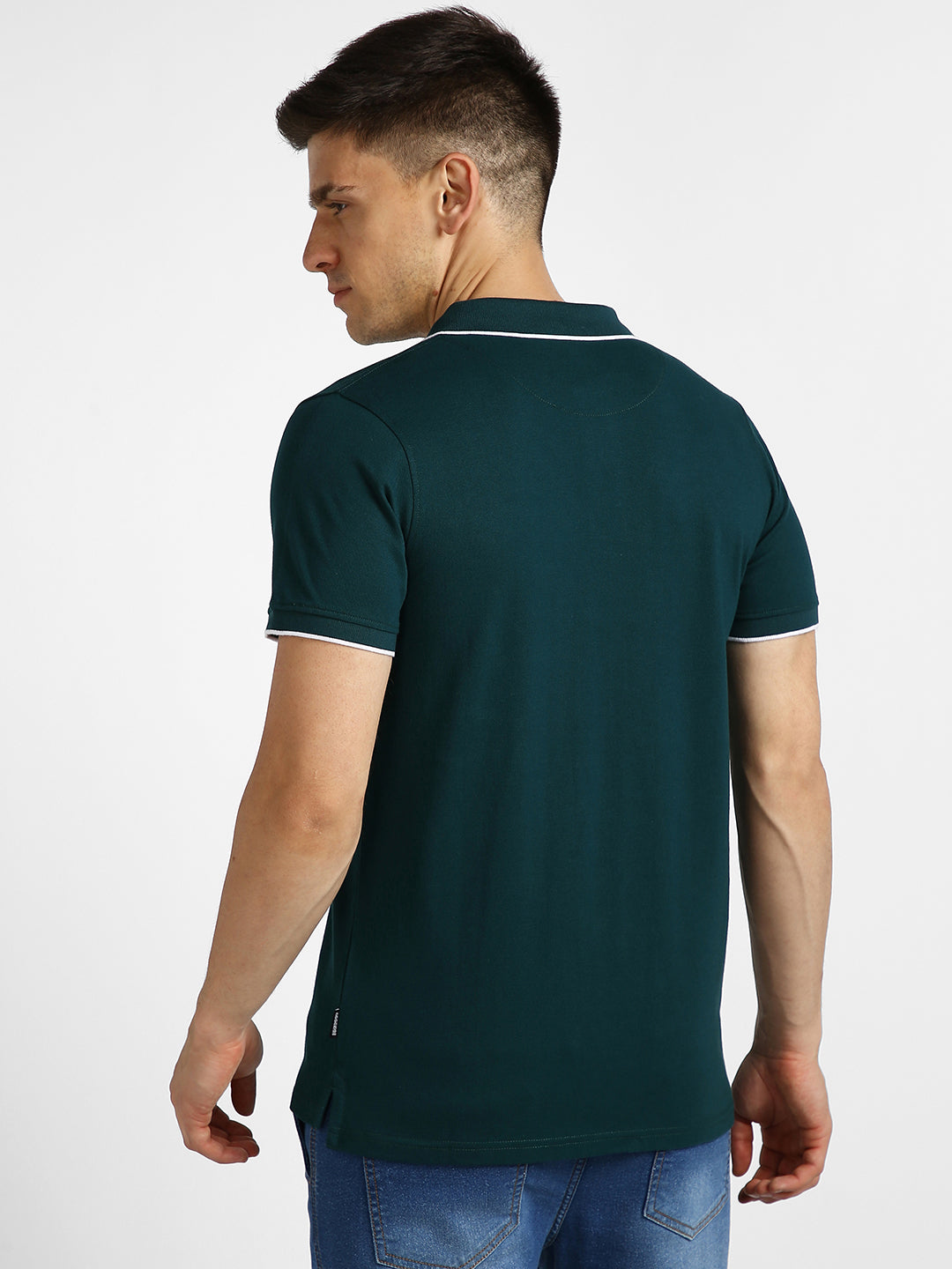 Urbano Fashion Men's Green Solid Slim Fit Half Sleeve Cotton Polo T-Shirt