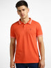 Urbano Fashion Men's Orange Solid Slim Fit Half Sleeve Cotton Polo T-Shirt