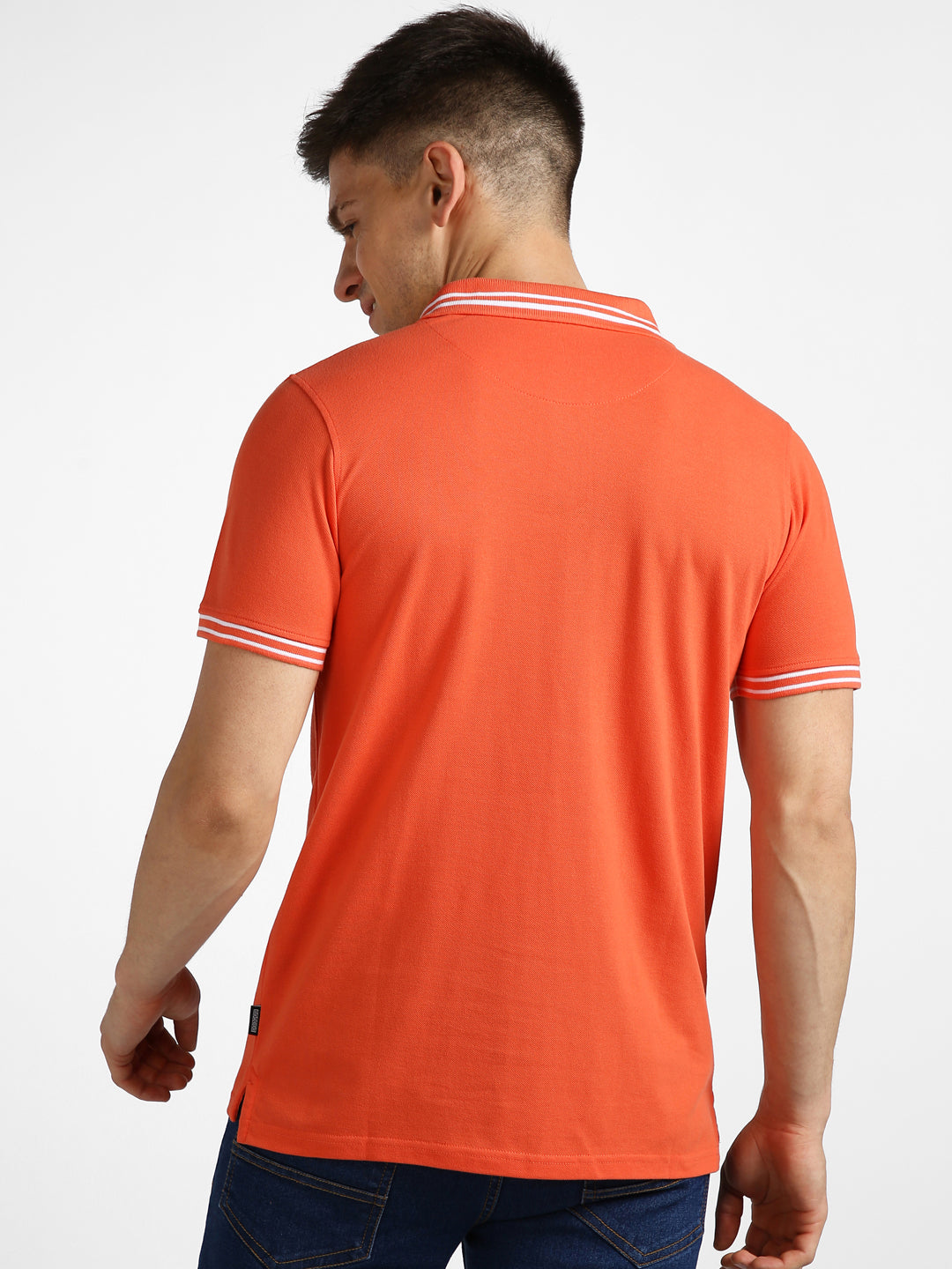 Urbano Fashion Men's Orange Solid Slim Fit Half Sleeve Cotton Polo T-Shirt