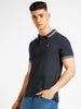 Urbano Fashion Men's Grey Solid Slim Fit Half Sleeve Cotton Polo T-Shirt