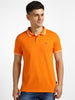 Urbano Fashion Men's Orange Solid Slim Fit Half Sleeve Cotton Polo T-Shirt