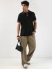 Men's Black Solid Regular Fit Half Sleeve Cotton Polo T-Shirt