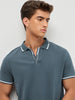 Men's Dark Grey Solid Regular Fit Half Sleeve Cotton Polo T-Shirt