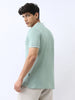 Men's Granite Green Solid Regular Fit Half Sleeve Cotton Polo T-Shirt