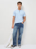Men's Light Sky Blue Solid Regular Fit Half Sleeve Cotton Polo T-Shirt