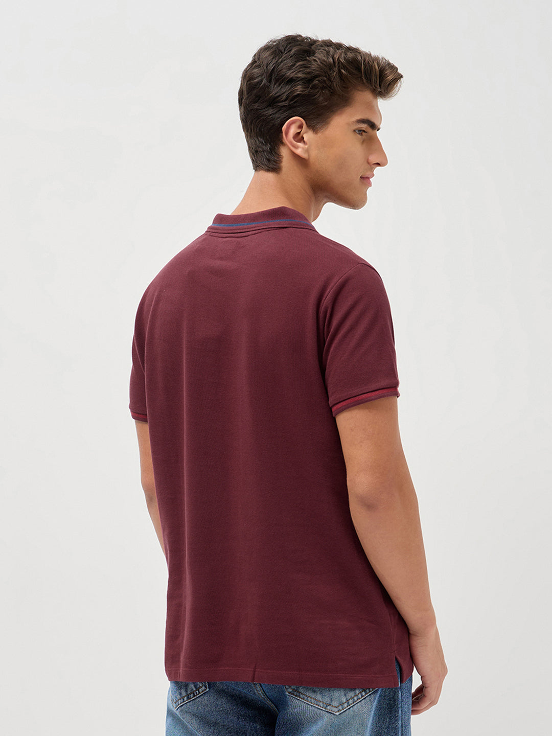 Men's Maroon Solid Regular Fit Half Sleeve Cotton Polo T-Shirt