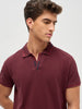 Men's Maroon Solid Regular Fit Half Sleeve Cotton Polo T-Shirt