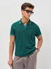Men's Teal Green Solid Regular Fit Half Sleeve Cotton Polo T-Shirt